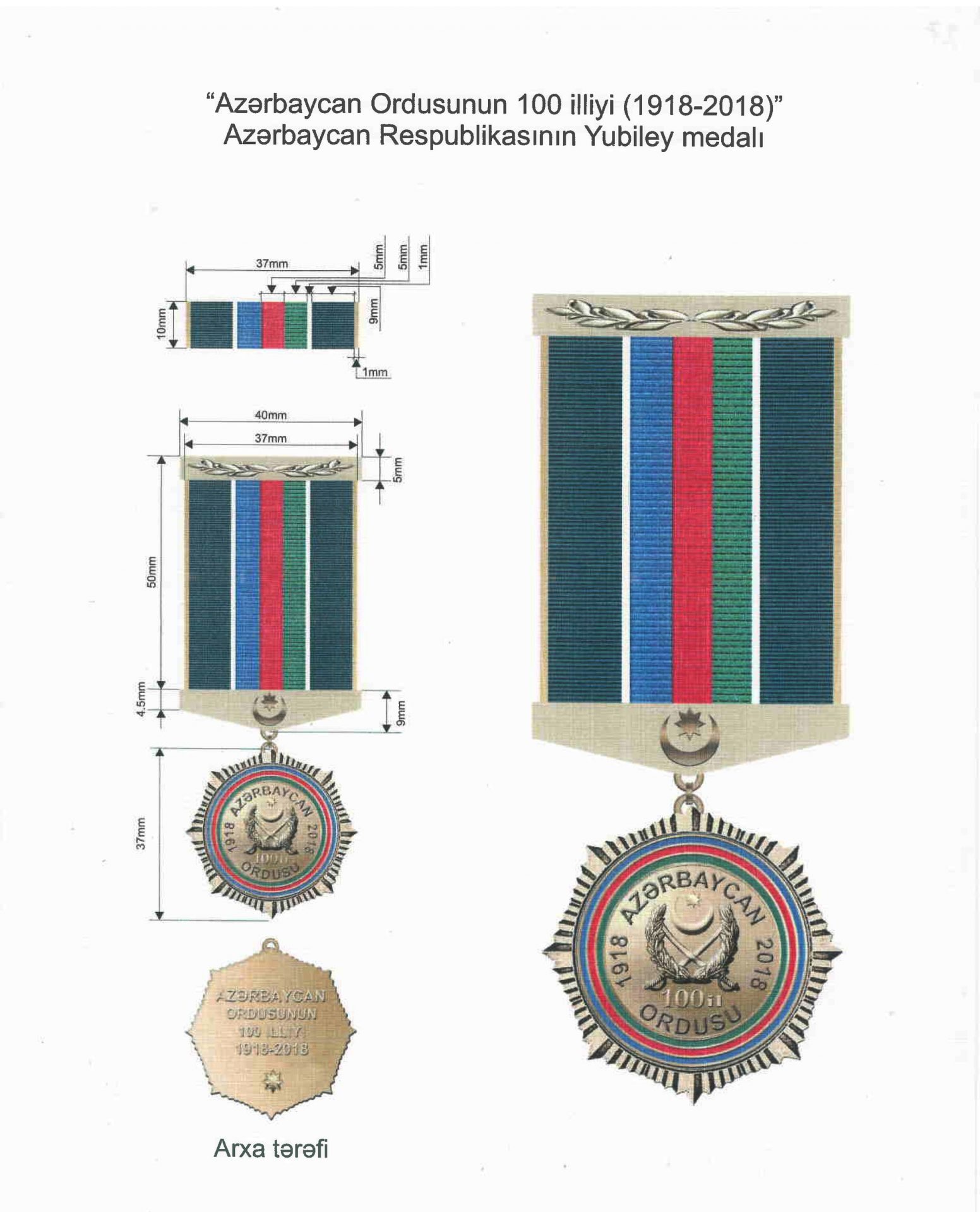 "Azərbaycan Ordusunun 100 illiyi (1918-2018)” Azərbaycan Respublikasının yubiley medalı