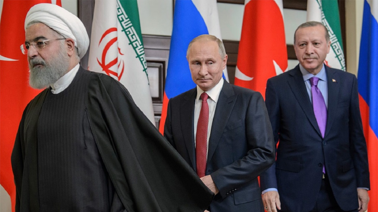 Rusiya prezidenti Vladimir Putin, Türkiyənin dövlət başçısı Rəcəb Tayyib Ərdoğan və İran prezidenti Həsən Ruhani